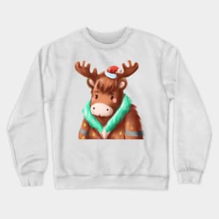 Cute Moose Drawing Crewneck Sweatshirt